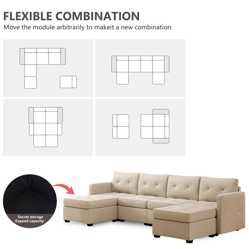 Canapé modulaire 6 pièces Javaughn, Beige