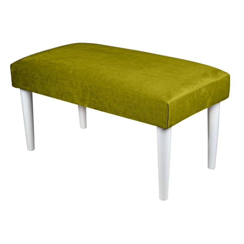 Mansbury Velvet Upholstered Bench, 40cm H x 100cm W x 30cm D, Yellow