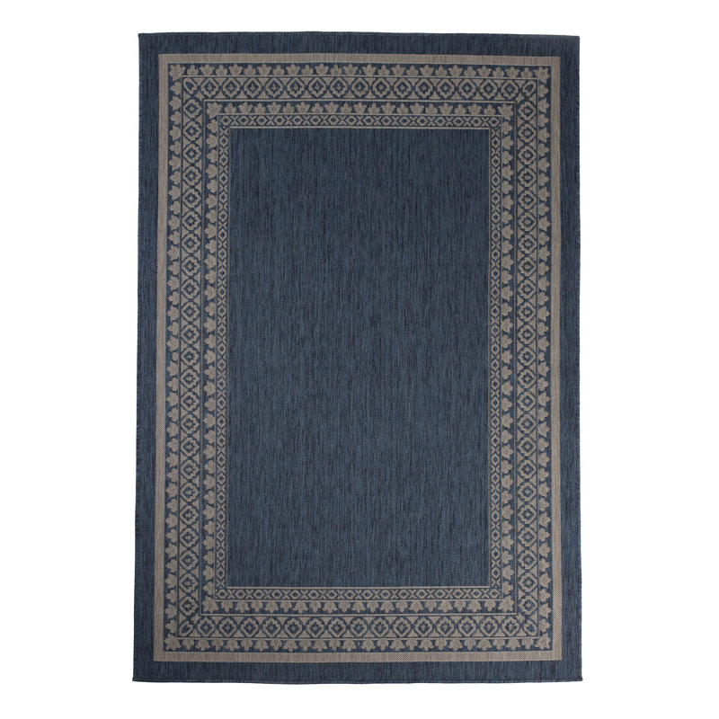 Tapis décoratif bleu minuit/beige intérieur/extérieur Wadena oriental, Rectangle 7 pi 10 po x 10 pi