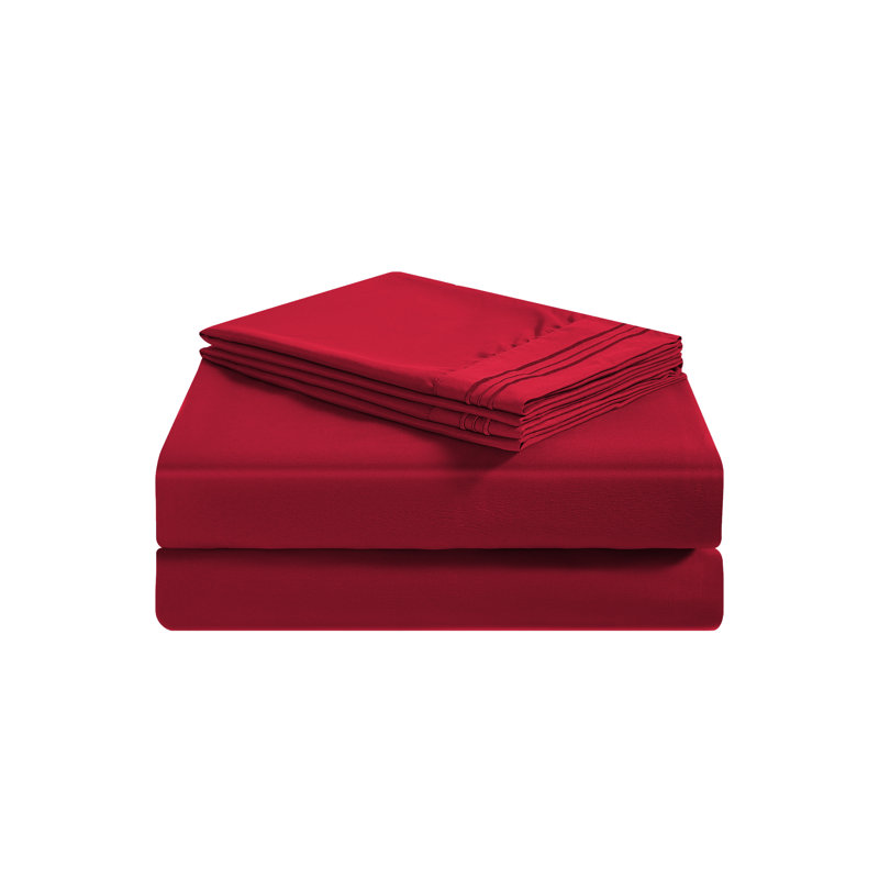 Premium Rayon from Bamboo Sheet Set Deep Pockets, Cooling, Ultra Soft and Breathable, Red