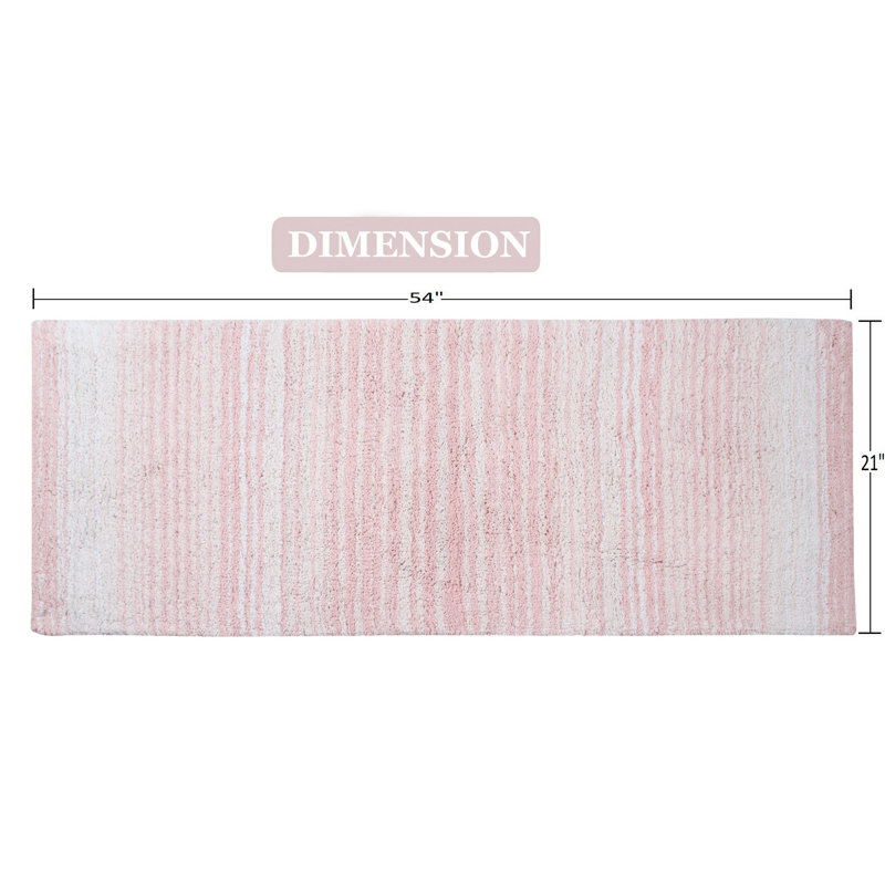 Tapis pour salle de bain 100% coton avec envers en latex, Simple - L 21 po x l 54 po, Rose