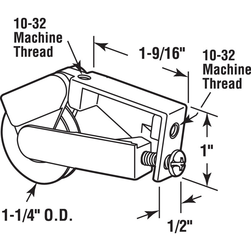 Ensemble de rouleau en nylon simple 1-1 / 4 po Prime-Line, nettoyeur de rail, boîtier arrière unique (paquet simple)