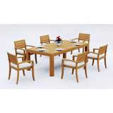 8 Seats 9 Pcs Grade-A Teak Wood Dining Set: 86" Canberra Rectangle Table And 8 Travota Stacking Arm Chairs #11TV1908