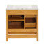 Meuble-lavabo de style moderne Mid-Century 30 po avec lavabo - Armoire autoportante en bois artistique avec 3 tiroirs et porte à fermeture en douceur, panneau à cannelures bicolore