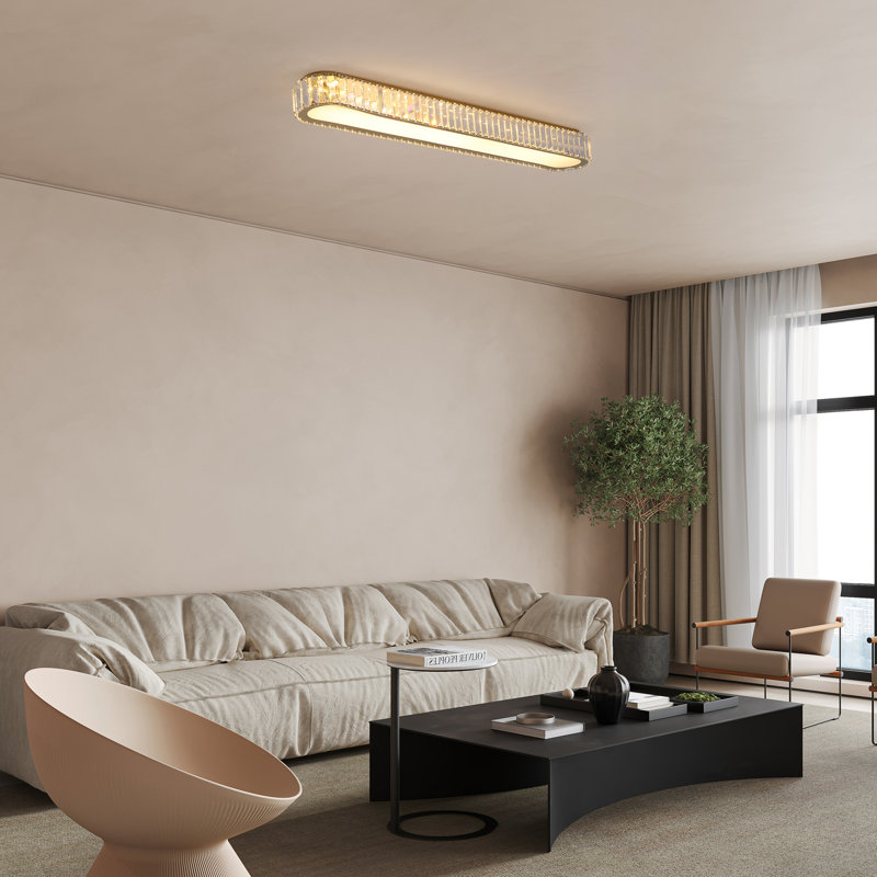 Tranae 38.6" Crystal LED Dimmable Flush Mount Light