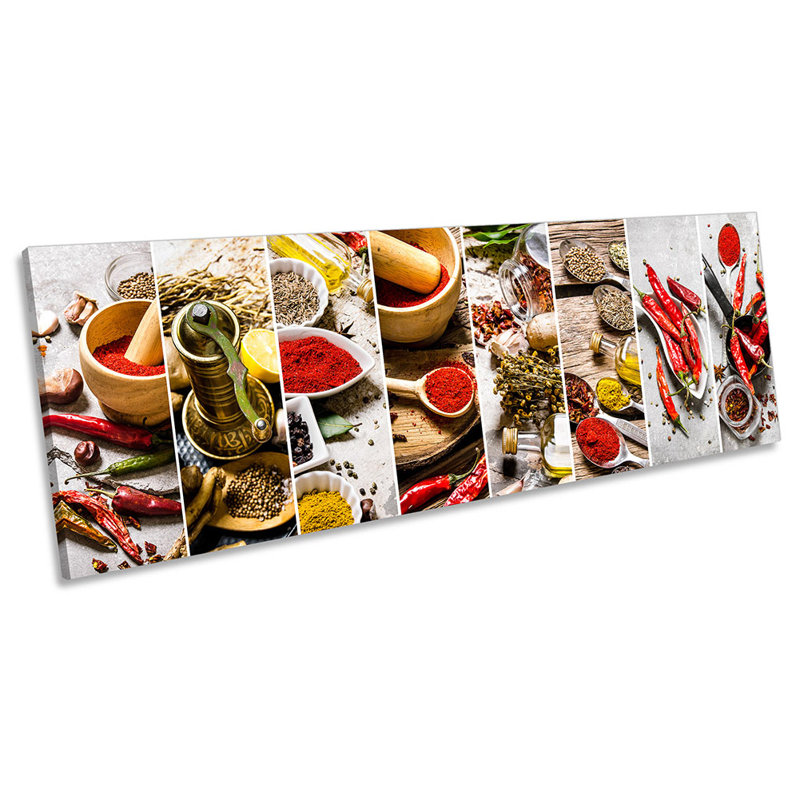 Spices Herbs Kitchen Collage - Wrapped Canvas Panoramic Print, 30.48cm H x 91.44cm W x 2cm D