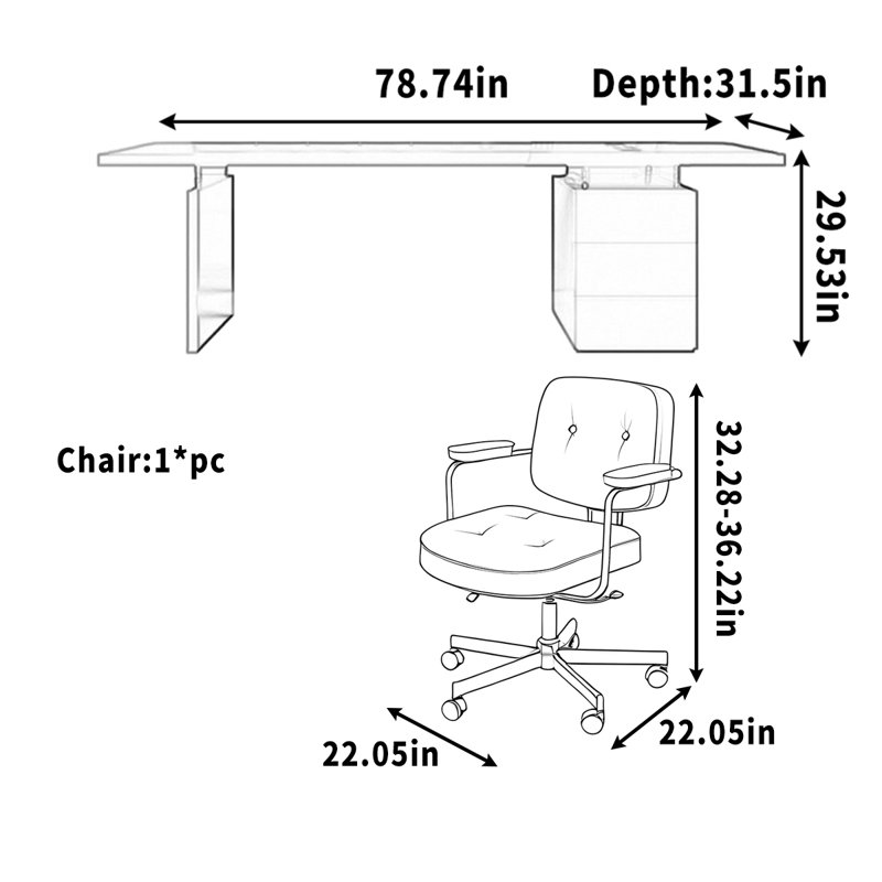 Bureau en bois massif avec tiroirs