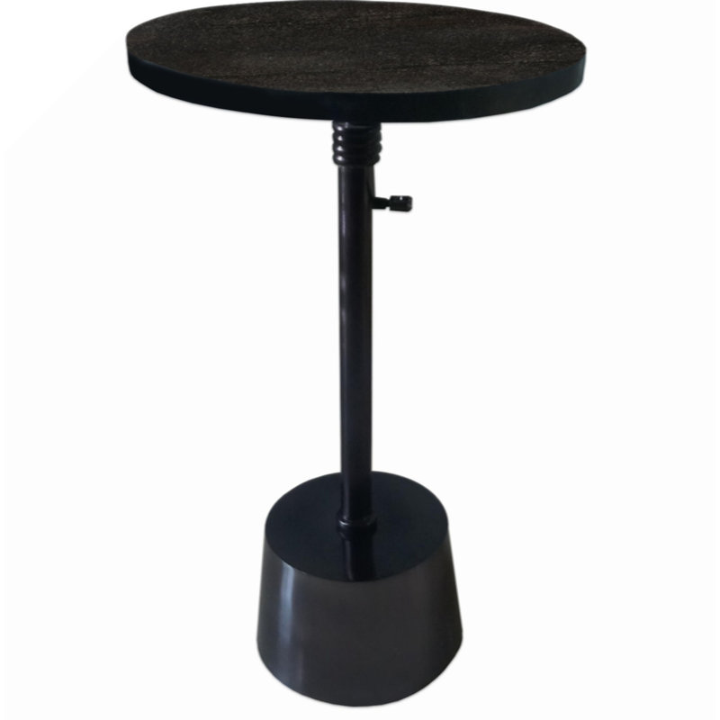 Table d'appoint ronde en aluminium avec plateau réglable en hauteur, Noir, noir, noir, noir