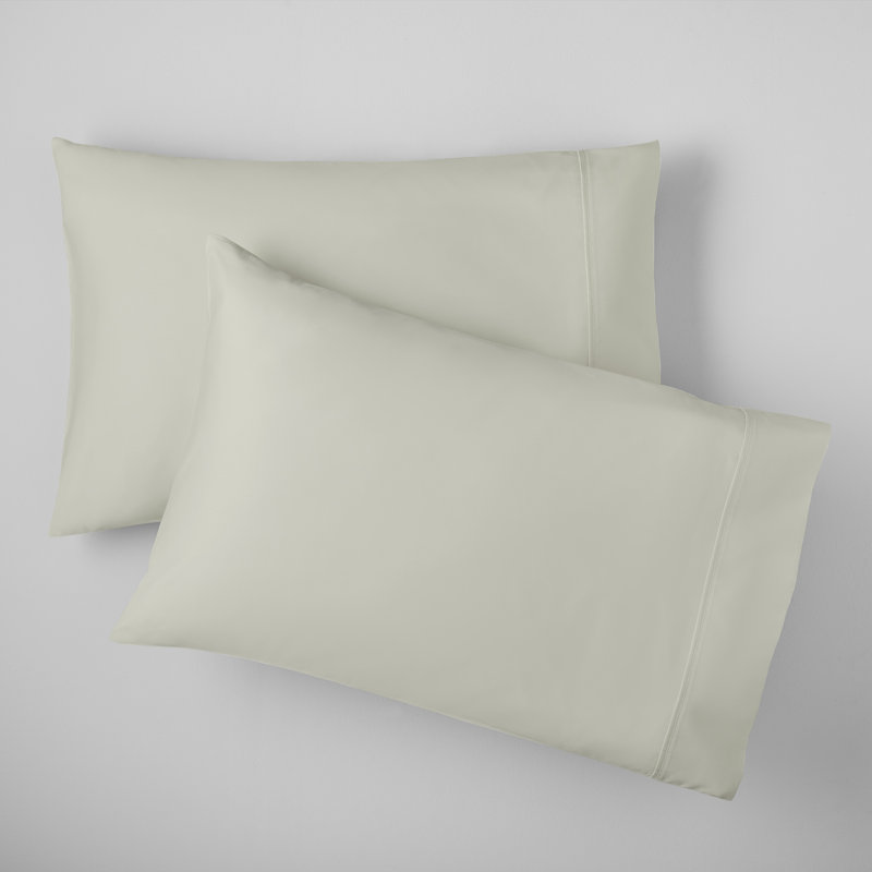 Ensemble de taies d'oreiller en satin de coton Danfield, Standard, Blanc