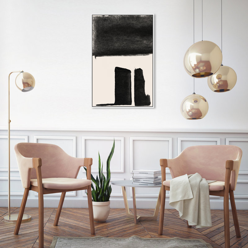 " Black And White Abstract Shapes " by Oliver Gal, White, 31" H x 21" W