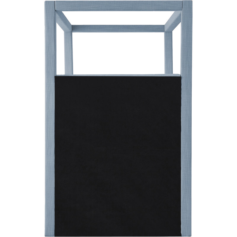 Bois massif Mistaya Dunwich et plateforme rembourrée, Tissu texturé bleu ciel, Simple