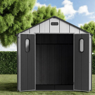 Spacious Sheds with Storage, 8x6 Resin Steel Modern Backyard Shed
