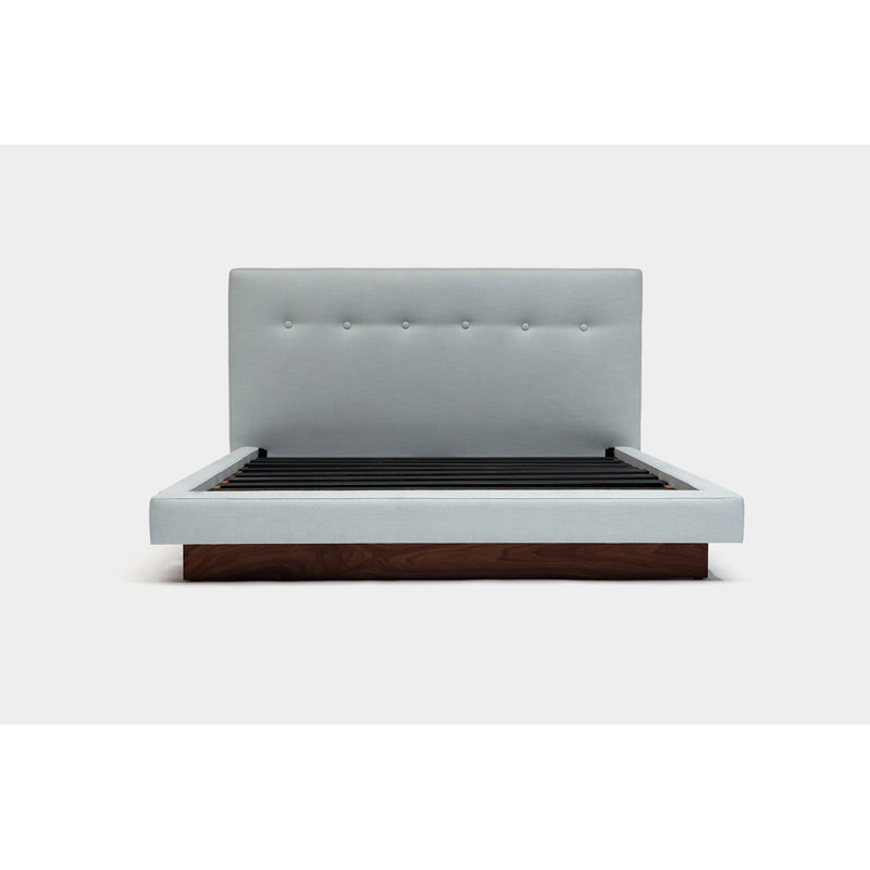 LRG Upholstered Platform Bed, Queen, Foam Linen Blend