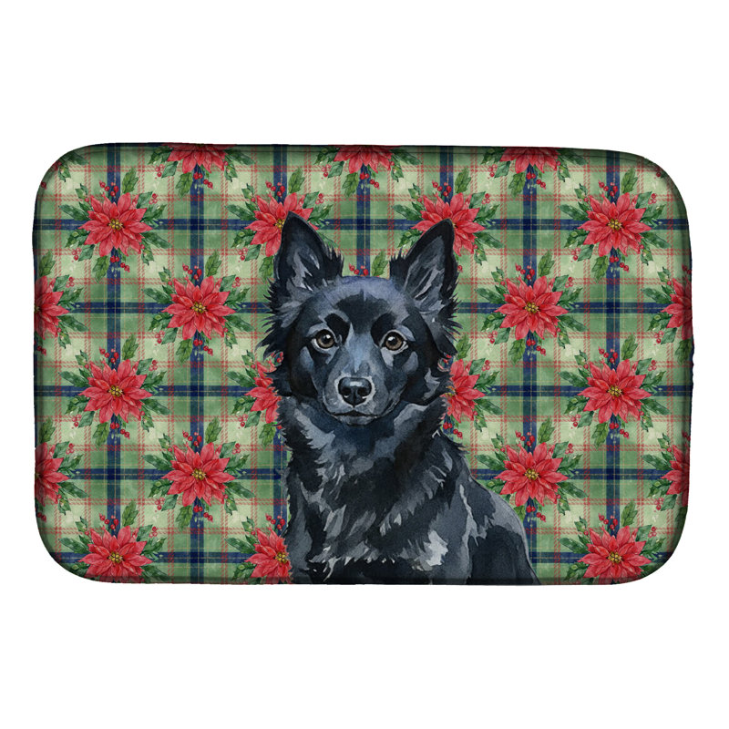 Tapis de vaisselle Schipperke Christmas PoinsettIas