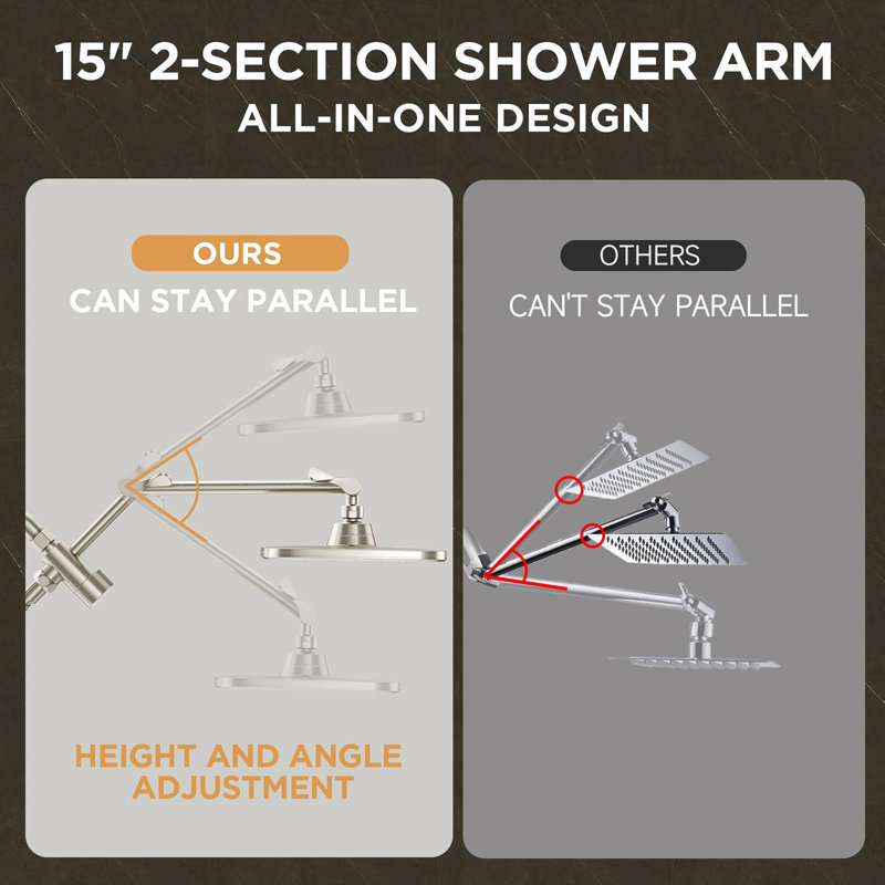 Rain Shower Head and Wide Showerhead Combo, Brushed Nickel