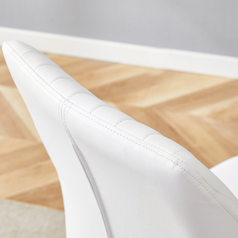 Ensemble de chaises de salle à manger luxueuses et ergonomiques - élégantes et confortables, 4, Blanc, Doré
