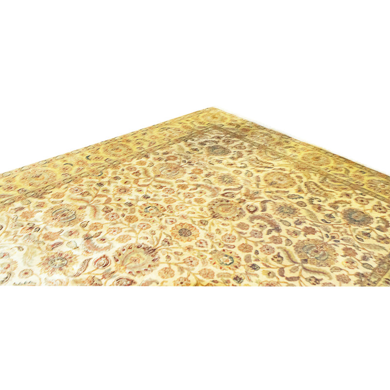 Tapis ivoire et doré de haute qualité noué à la main