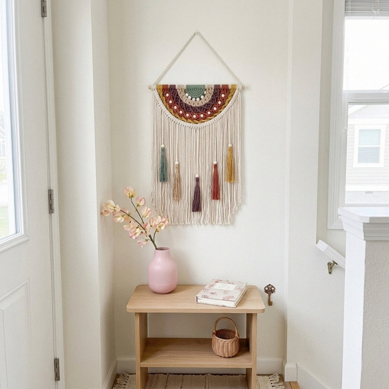 Macramé décoration murale Boho Home Decor fait à la main en macramé tapisserie décorative pour chambre à coucher salon appartement dortoir galerie