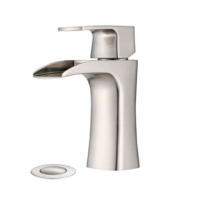 Waterfall Bathroom Faucet - Single Handle Brass Faucet With Drain, 1-Hole