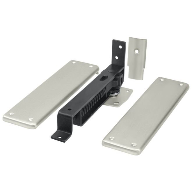 3.7" H x 9.7" W Spring Pair of Door Hinges, Brushed Nickel