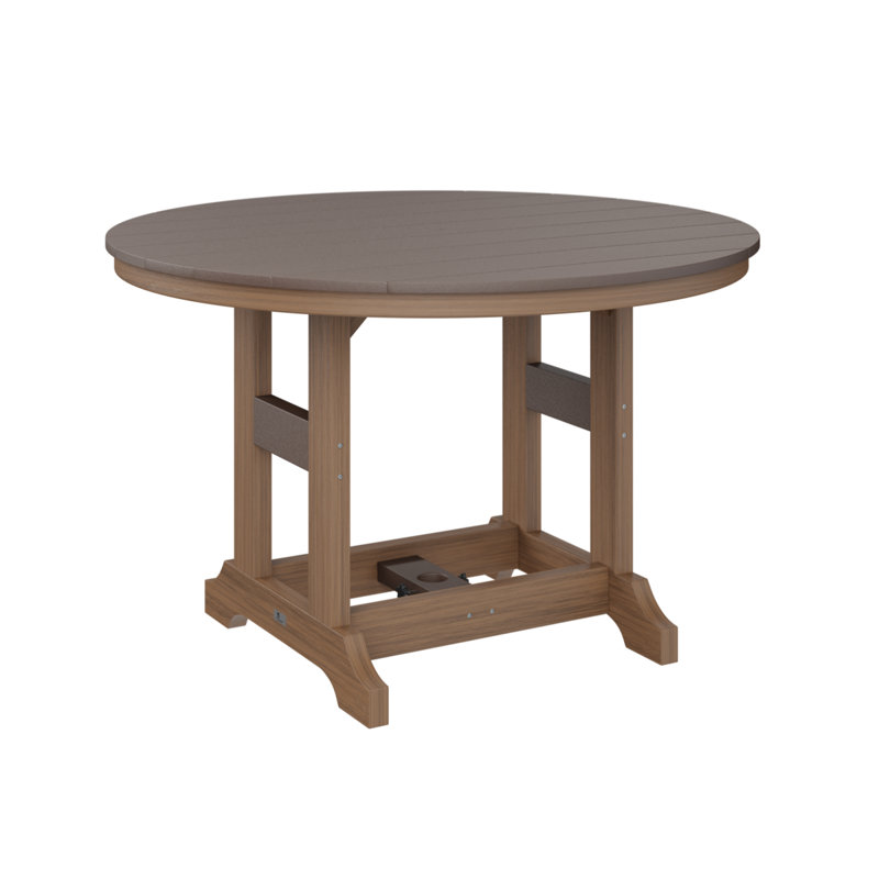 Garden Classic Outdoor Round Bar Table, Chocolate Brown, Antique Mahogany