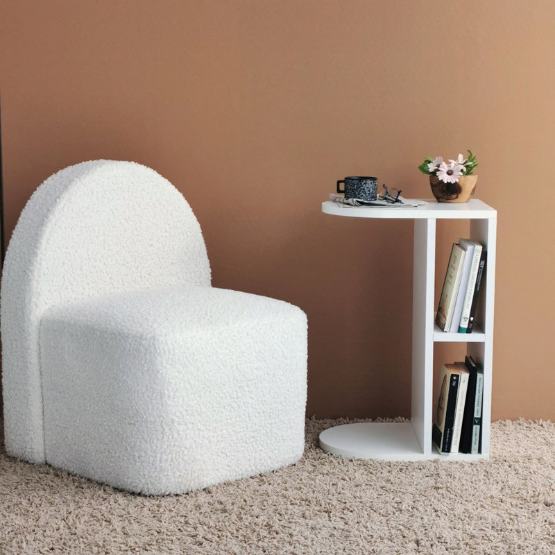 Table de bout avec tablette, Blanc