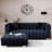 Luna, Channel-Back Velvet Sofa with Ottoman-1192313526