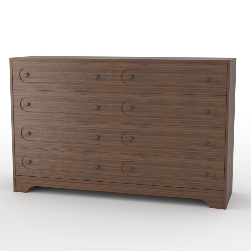 Commode ovale à 8 tiroirs noyer en noyer, Brun