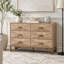 Commode en bois clair 47,24 po avec relief géométrique et pieds dorés-649827473