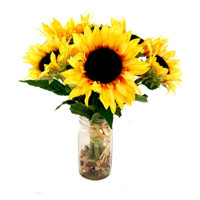 Sunflower Floral Arrangement in Mason Jar