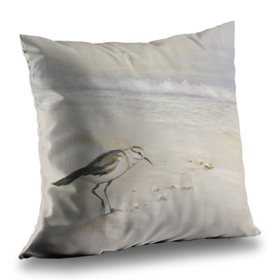 Semipalmated Sandpiper Beach Throw | Yellow – Throw Pillow Cover Only, Double-Sided Print, Insert Not Included