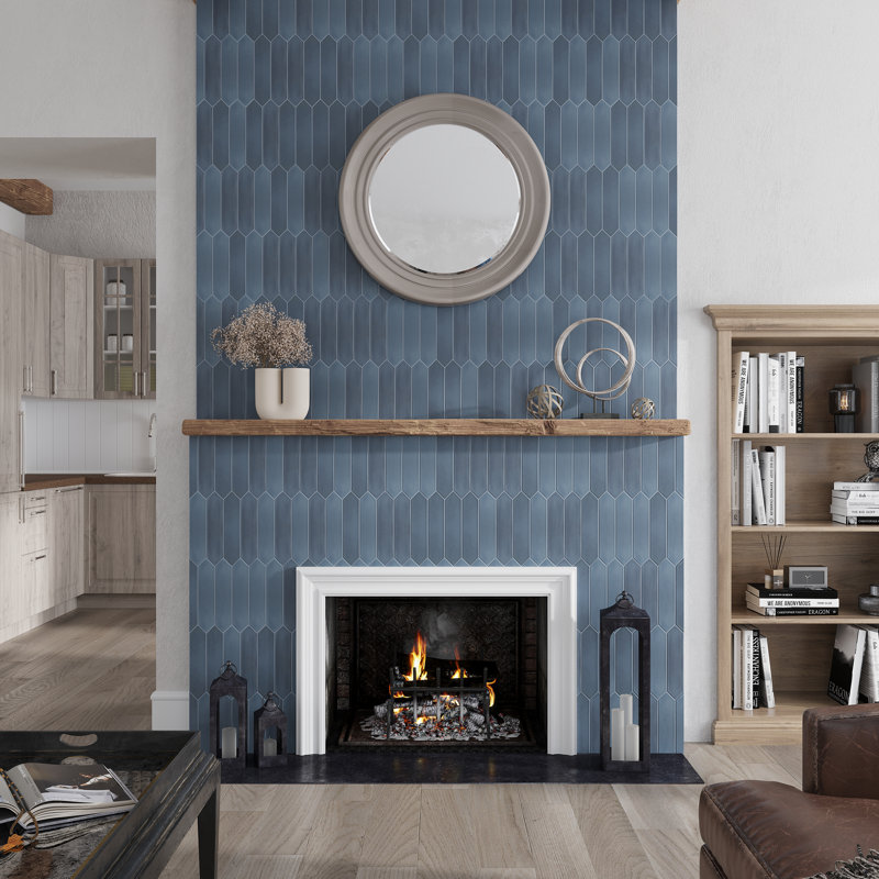 Piquet 2'' W x 10'' L Ceramic Singular Tile, Blue
