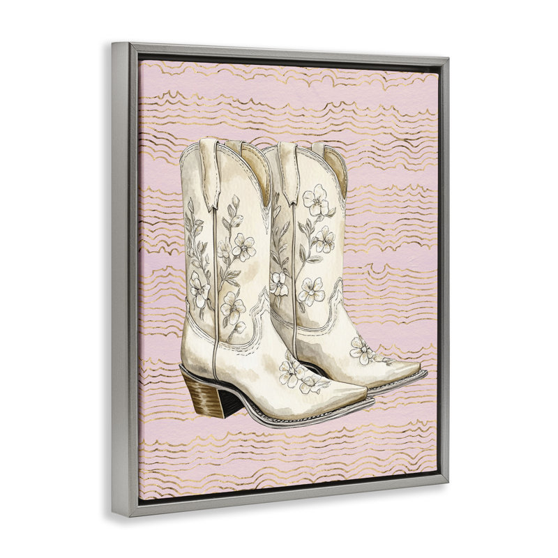  Art mural sur toile Cowgirl, Cadre flottant gris lustré, H 31 po x l 25 po