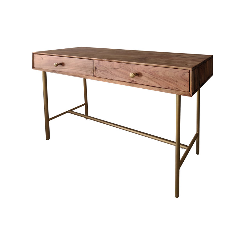 Carena 120cm Solid Wood Console Table, Brown, Gold