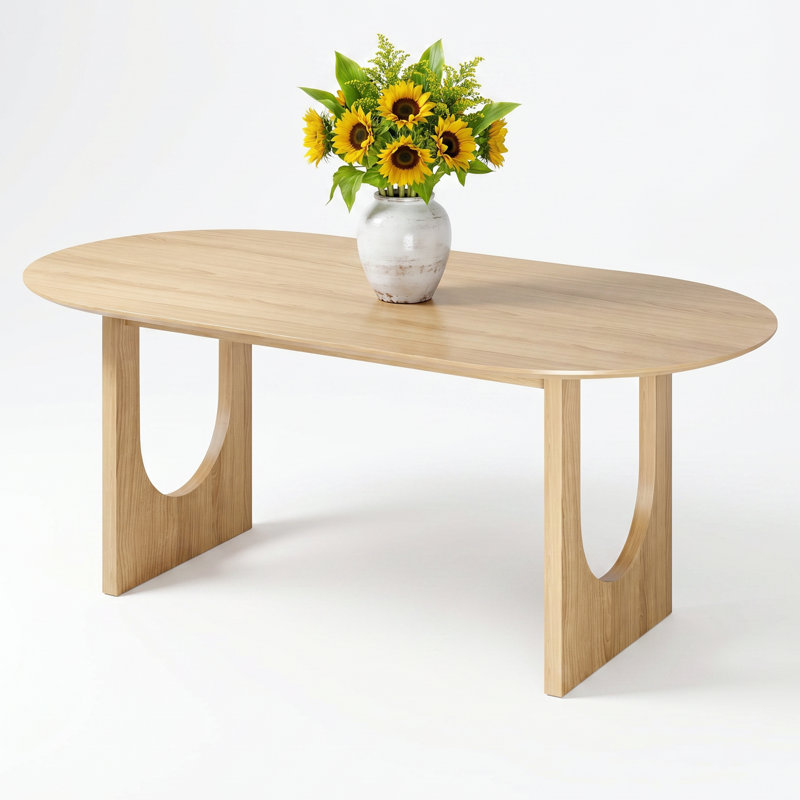 79" Soild Wood Dining Table Oval Kitchen Tables, Oak