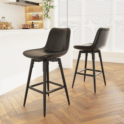 24" & 28" Swivel Faux Leather Modern Dining Bartools Stools (2PC)