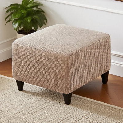 Stretch Slipcovers Machine Washable Small Checks Jacquard Ottoman Covers  Removable Washable with Elastic Bottom Footstool Protector