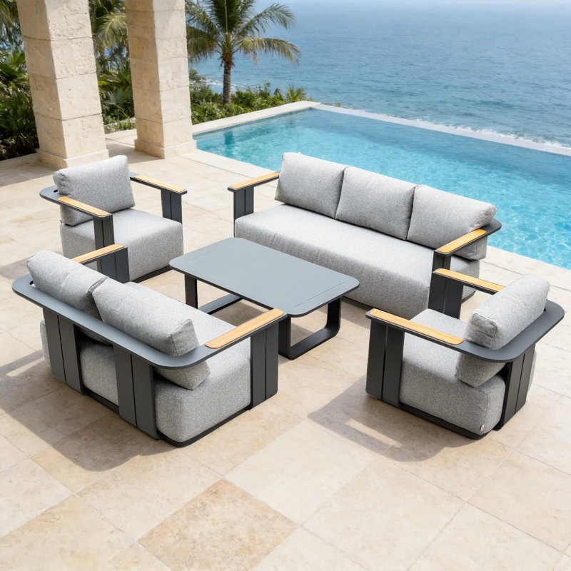 5-Piece Outdoor Sofa Set with 36 cm Cushions & Coffee Table