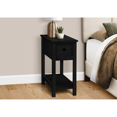 Table d'appoint à 2 niveaux en placage noir, tiroir pour maximiser le rangement, table de chambre à coucher et de salon avec tiroir, placage, mise à niveau