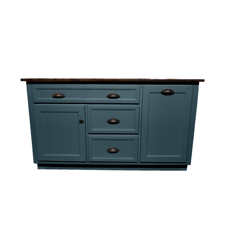 Javonnie Solid Wood Kitchen Island, Navy Blue