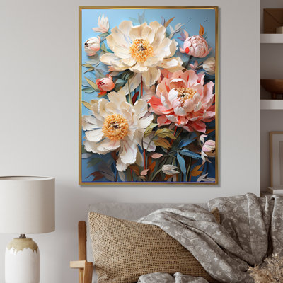 Pivoines colorées en pleine floraison I sur toile