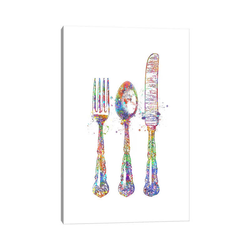 Cutleries by Genefy Art - Wrapped Canvas Print, 20.32 cm H x 30.48 cm W