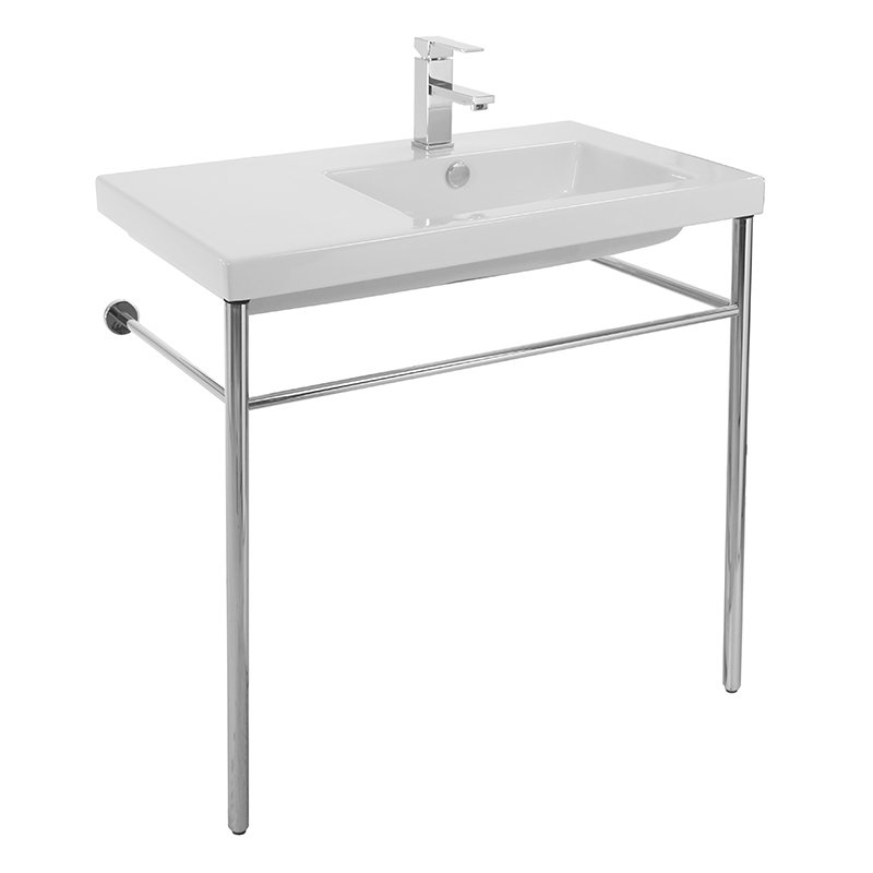 Ceramica Tecla By Nameeks Condal 17.72'' White Ceramic Rectangular Bathroom Sink with Overflow, No Hole