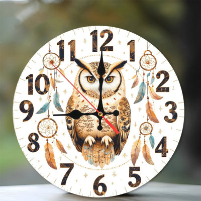Horloge murale hibou attrapeur de rêves
