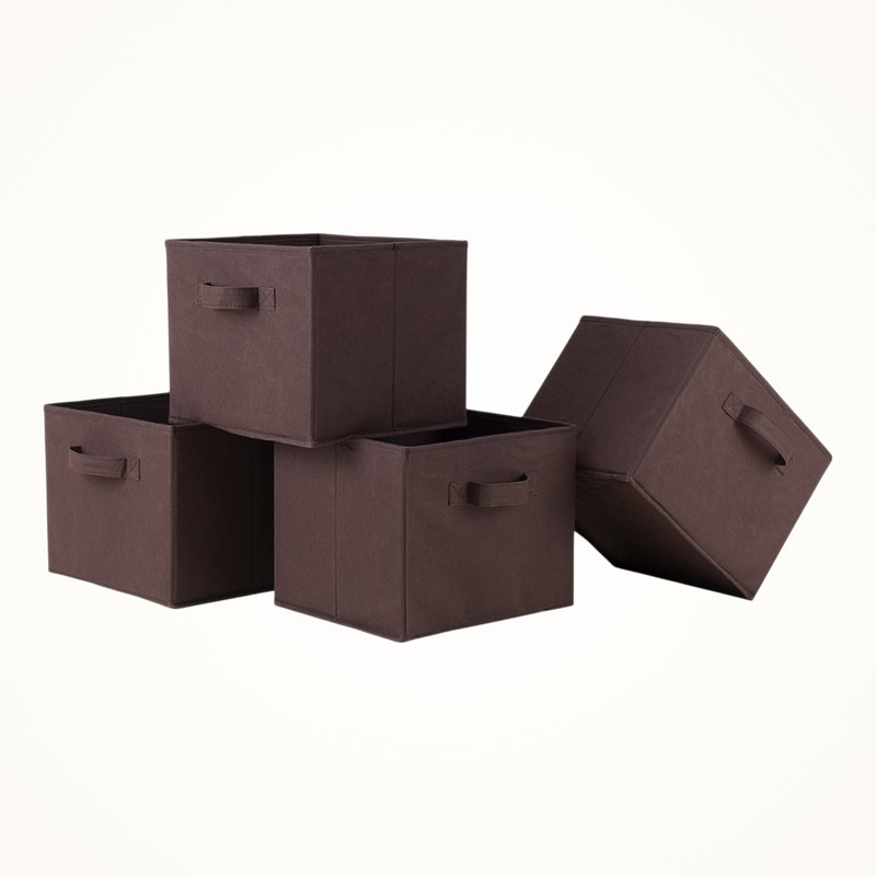 Set of four foldable fabric baskets by Ikard, 8.72" H x 9.76" W x 10.71" D, Brown