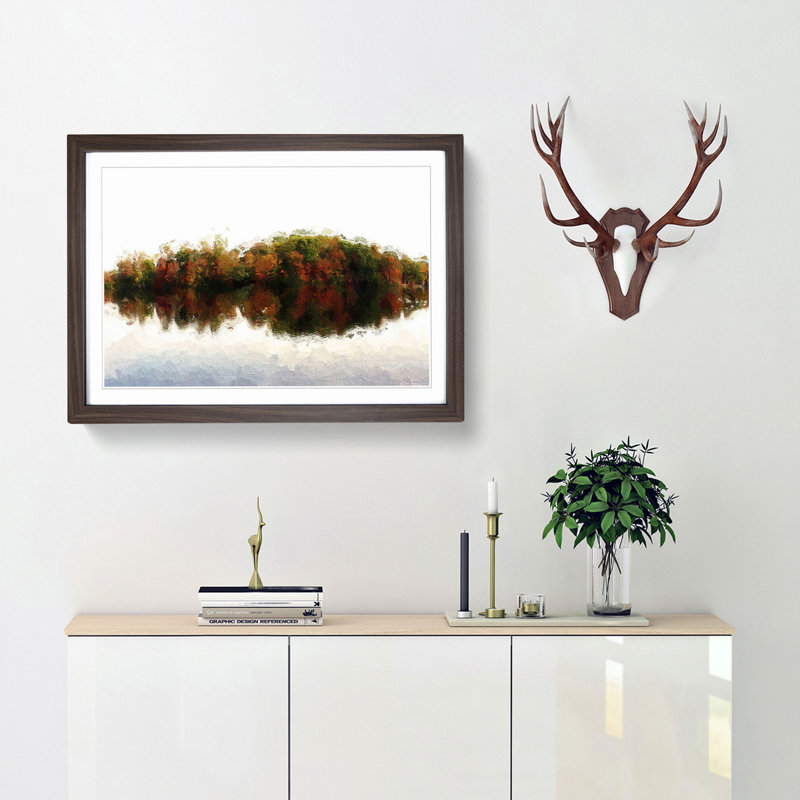 Autumn Forest Reflecting in Abstract - Framed Print, 24cm H x 33cm W x 2cm D, Walnut Framed