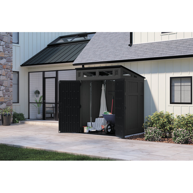 Suncast 74.5 in. W x 67 in. D Resin Storage Shed with Double Doors, Made in the USA