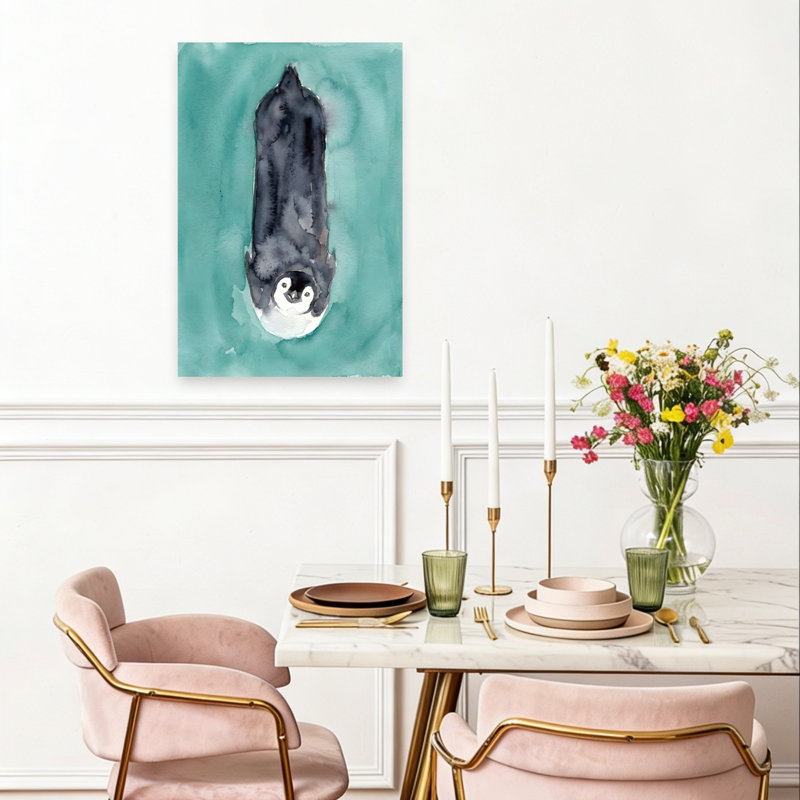 «Underwater Penguin Play Playful Contemporary Bird Penguin Ocean Wildlife», reproduction d'art murale, 24" H x 16" W