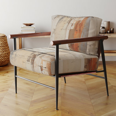 Fauteuil abstrait tapissier abstrait brun et brun Road Collage