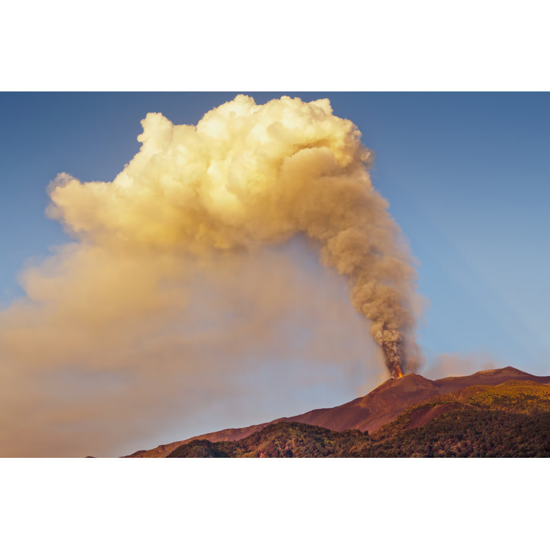 Etna Fire And Smoke by SalvoV - Wrapped Canvas Print, 30cm H x 46cm W x 3.8cm D